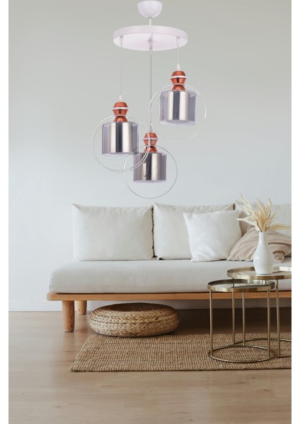 Elif 3’lü Modern Sarkıt Dekoratif Avize – Beyaz, Füme Camlı, E27 Duy, Şık Salon ve Mutfak Avizesi modelleri