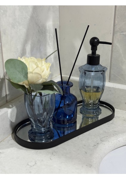 Oval Aynalı Sunumluk Siyah 2 Adet 12*30 modelleri