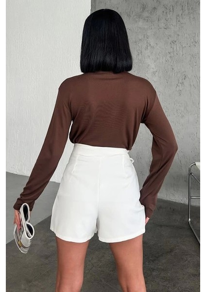 Rahat ve Şık Uzun Kollu Bisiklet Yaka Likralı Viskon Penye Body Kahverengi ( Lisinya ) modelleri