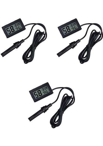 3 Adet Dijital Ekran Sıcaklık ve Nem Ölçer - Termometre Higrometre Kuluçka ( Lisinya )