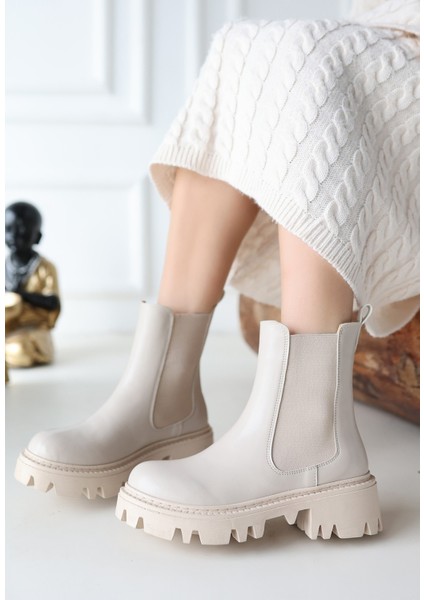 Ninle Bej Cilt Topuklu Bot - Lisinya fiyatları