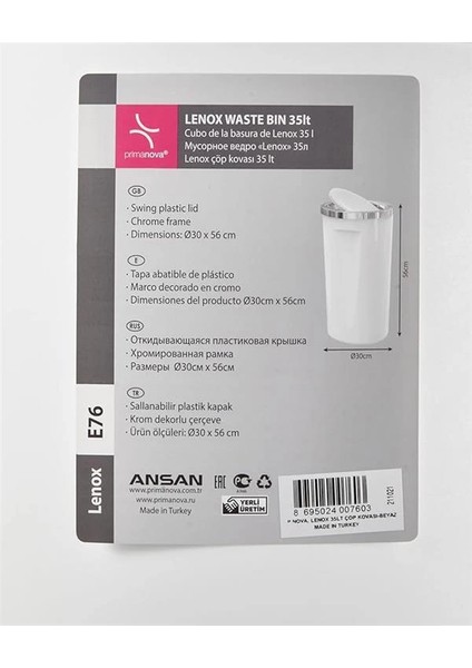 M-E76-01 Lenox 35 Lt Çöp Kovası, Beyaz fırsatları