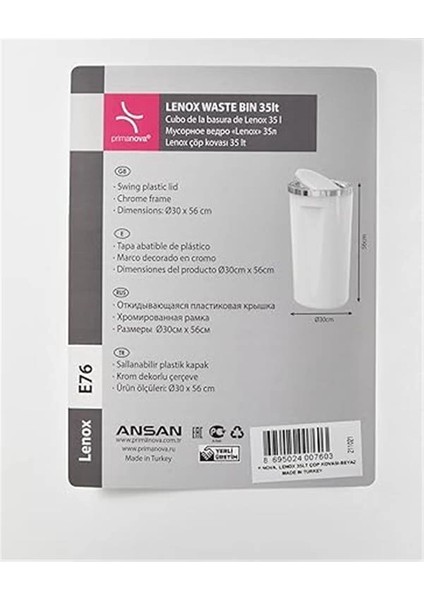 M-E76-01 Lenox 35 Lt Çöp Kovası, Beyaz indirimleri