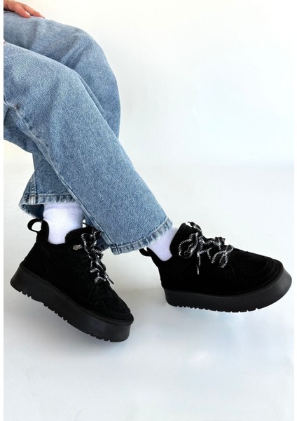 Muden Siyah Süet Bağcıklı Bot - Lisinya modelleri
