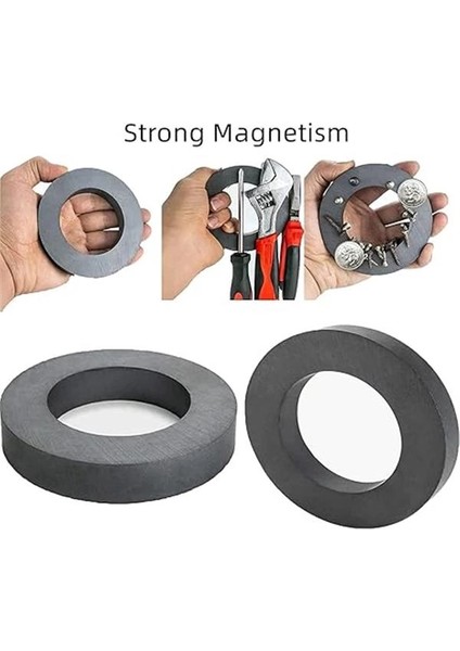 Ferrit - Halka Seramik Siyah Kömür Mıknatıs Ø70X32X10 mm (1 Adet)