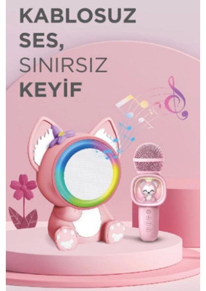 Taşınabilir Rgb Işılı Sevimli Figürlü Mikrofonlu Karaoke Bluetooth Hoparlör - Lisinya modelleri