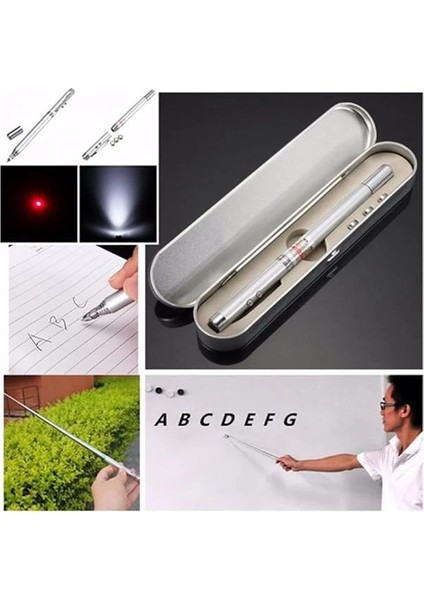 Metal Kutulu Kırmızı Lazerli, LED Işıklı Mıknatıslı Pointer Kalemi Işaretçi Uzayabilen Sunum Çubuğu modelleri