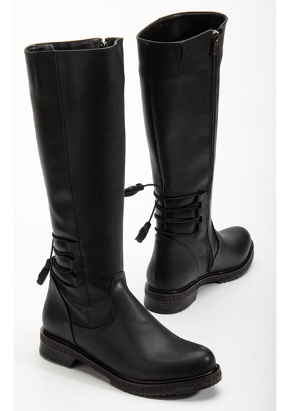 Suins Pline Model Siyah Kadın Fermuarlı Çizme modelleri