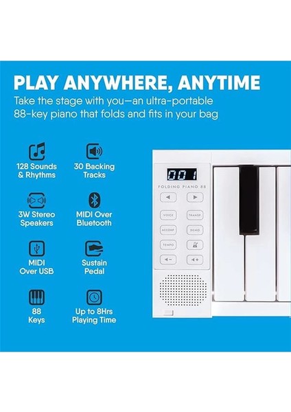 Carry-On 88 Anahtar Siyah Taşınabilir Katlanır Dijital Piyano Blackstar USB Mıdı Denetleyicisi ile modelleri