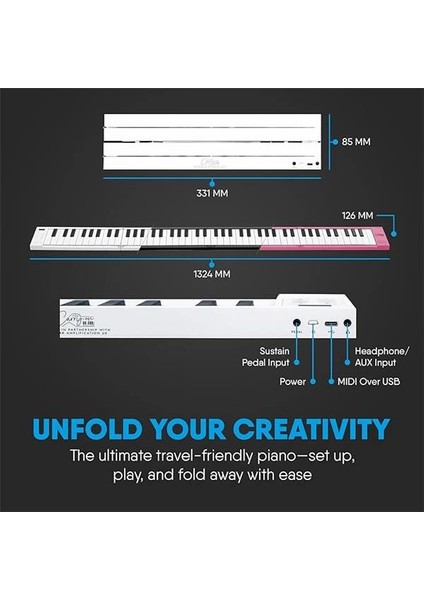 Carry-On 88 Anahtar Siyah Taşınabilir Katlanır Dijital Piyano Blackstar USB Mıdı Denetleyicisi ile fırsatları