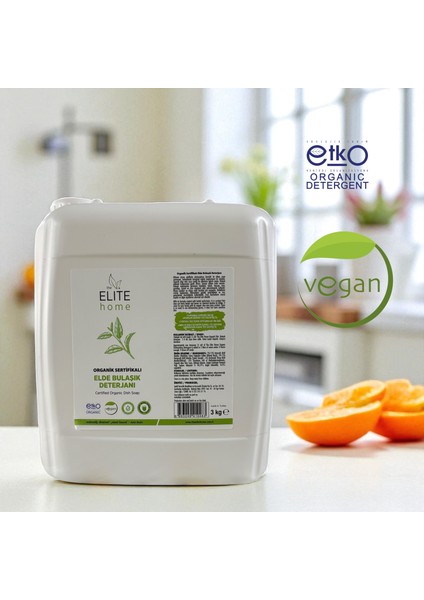 Organik ve Vegan Sertifikalı Elde Bulaşık Deterjanı 3 kg Portakal Yağlı
