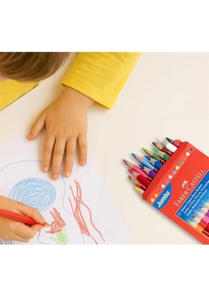 Faber-Castell Jumbo Boya Kalemi, 12 Renk, Kalın Gövde ve Uç, Kırılmaya Dirençli Özel Yapıştırma indirimleri