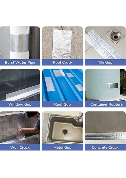 5 Metre x 10 cm Alüminyum Su Geçirmez Bant,sızdırmazlık Bandı, Güçlendirilmiş Çamur Bant, Havuz fırsatları