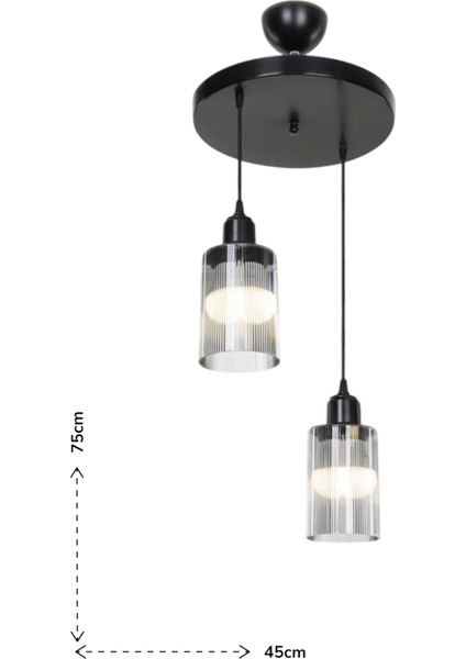 Sarmal 2’li Sarkıt Avize – Siyah Göbekli Modern Tasarım, Şeffaf Mika Camlı, E27 Uyumlu fırsatları