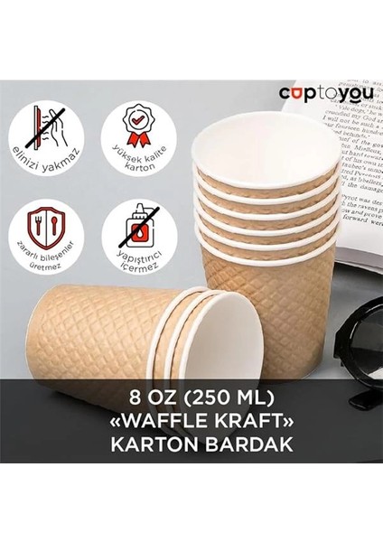 25 Adet Kraft Çift Duvarlı Kahve Bardağı 8 Oz, Küçük Kağıt Çay Bardakları 250 Ml, Soğuk ve fiyatları