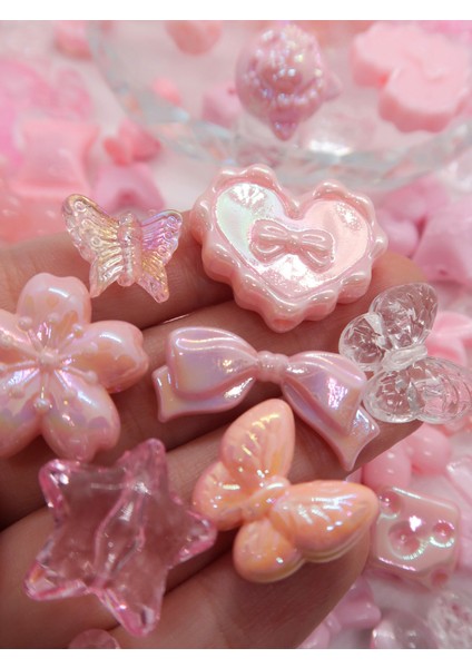 Pembe Jelly Charm Boncuk Karışık 30 Adet Figür Boncuk fiyatları