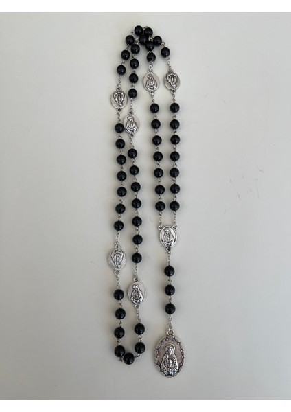Meryem Ana'nın Yedi Kederi Tesbihi - 6mm Oniks Doğal Taş - Our Lady 7 Sorrows Rosary / Meryem Ana Kolye fiyatları