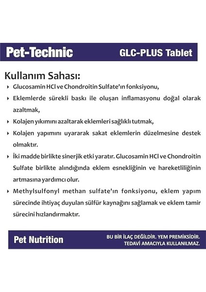 Pet-Technic Glc Plus Tablet – Kedi ve Köpekler Için Glukozamin ve Kondroitin Içerikli Eklem indirimleri