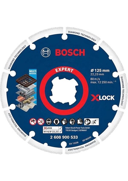 Professional 1x Expert Diamond Metal Wheel X-Lock Kesme Diski 125 mm (Dökme Demir, Paslanmaz