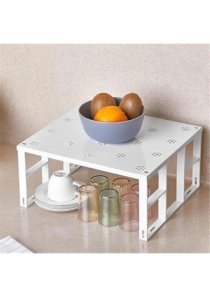 2'li Raf Düzenleyici Seti: Dolap Içi Düzenleyici, Tabak ve Bardak Rafı Tabak Düzenleyici