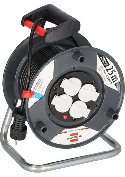 Garant E Kablo Makarası (25 M Kablo, Siyah, Özel Plastikten, Iç Mekanda Kullanım Için