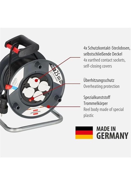 Garant E Kablo Makarası (25 M Kablo, Siyah, Özel Plastikten, Iç Mekanda Kullanım Için fiyatları