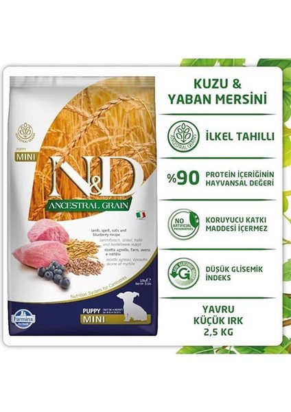 N&d Ancestral Grain Kuru Köpek Maması, Kuzu, Kılçıksız Buğday, Yulaf ve Yabanmersinli, Yavru Köpek modelleri
