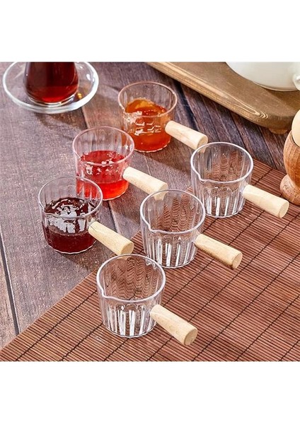 4'lü Ahşap Saplı Mika Reçellik Sosluk Sofra Sunum Kahvaltı Seti - Ahşap Saplı Sunumluk 80 ml fırsatları