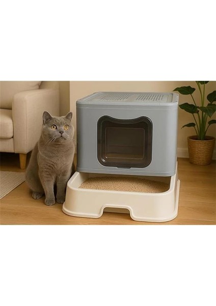 Xxl Çift Filtreli Çekmeceli Katlanabilir Kedi Tuvaleti