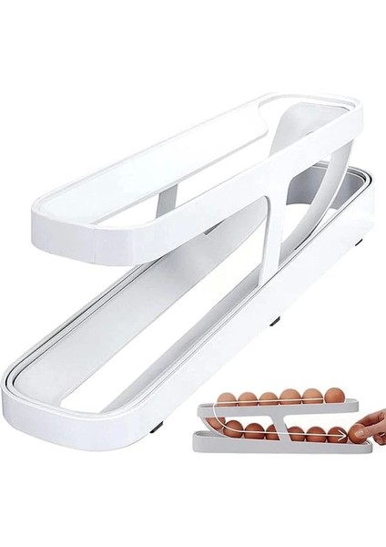 2 Katlı Otomatik Yumurta Standı - Buzdolabı Için Yumurtalık Rafı ve Saklama Kabı, Mutfak modelleri
