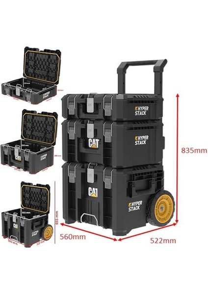 Cat DA41005 Hyper Stack Ağır Hizmet Tipi 3’lü Tekerlekli Kilitli Takım Çantası Seti modelleri