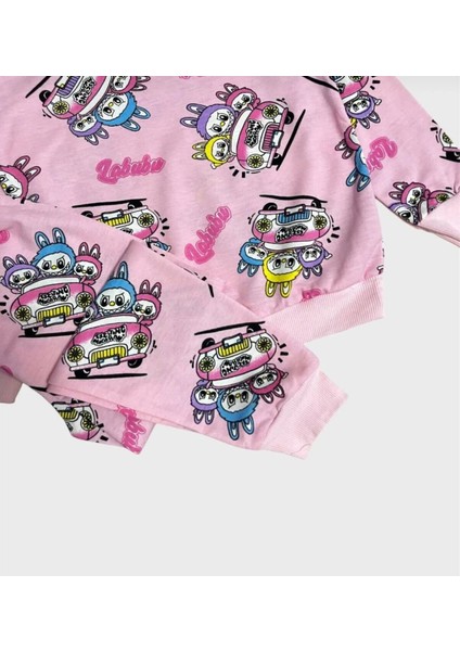 Kız Çocuk Labubu Karakter Baskılı %100 Pamuk Mevsimlik Pijama Takımı fiyatları