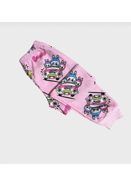 Kız Çocuk Labubu Karakter Baskılı %100 Pamuk Mevsimlik Pijama Takımı modelleri