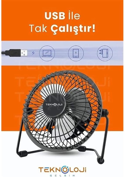 Masaüstü Fan Metal Vantilatör USB ile Çalışan Soğutucu Siyah fiyatları