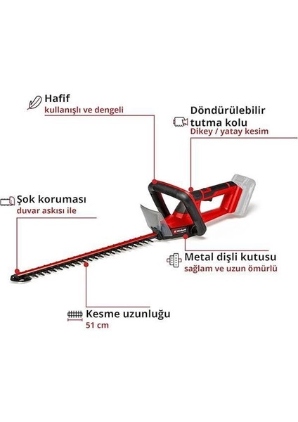 Akülü Çit Budama Gc-Ch 18/50 Li Solo Power X-Change (Li-Ion, 18V, Metal Dişli Sistemi modelleri