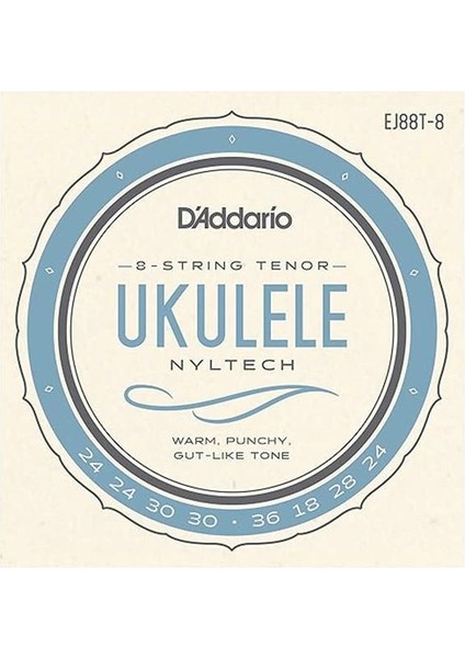 D'addario EJ88T-8 8 Telli Tenor Ukulele Için Naylon Tel