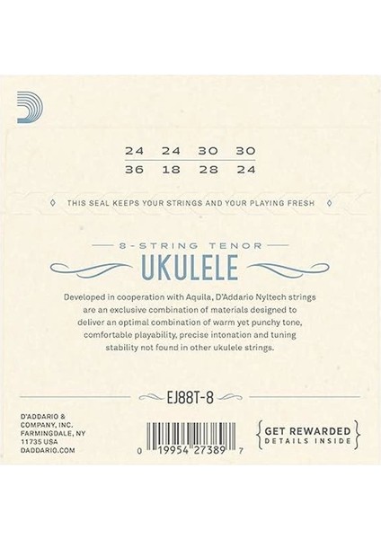 D'addario EJ88T-8 8 Telli Tenor Ukulele Için Naylon Tel fiyatları