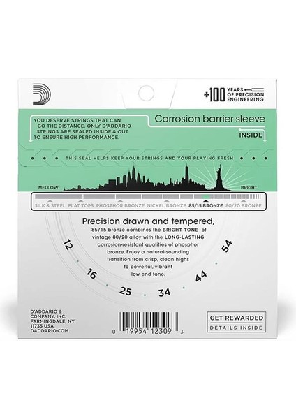 D'addario EZ920 012 Akustik Gitar Teli 85-15 Med Lıte modelleri