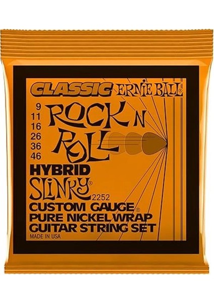 Hybrid Slinky Klasik Rock 'n' Roll Elektro Gitar Telleri, Saf Nikel Sargı, Ölçü 9-46 fırsatları