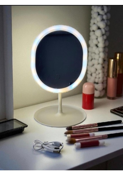 LED Işıklı Şarjlı Makyaj Aynası - Dokunmatik Kontrol, Masa Üstü Kullanım fırsatları