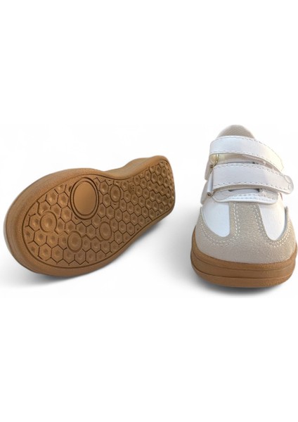 Unisex Rahat Tabanlı Hafif Esnek Ortopedik Cırtlı Günlük Çocuk Sneaker Spor Ayakkabı - Beyaz-Pudra fırsatları