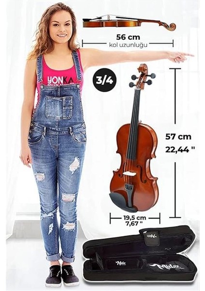 CVL-743-PAK Full Set Çocuk Kemanı Keman 3/4 (Yastık Tuner Susturucu Çanta Yay Tel Reçine) indirimleri