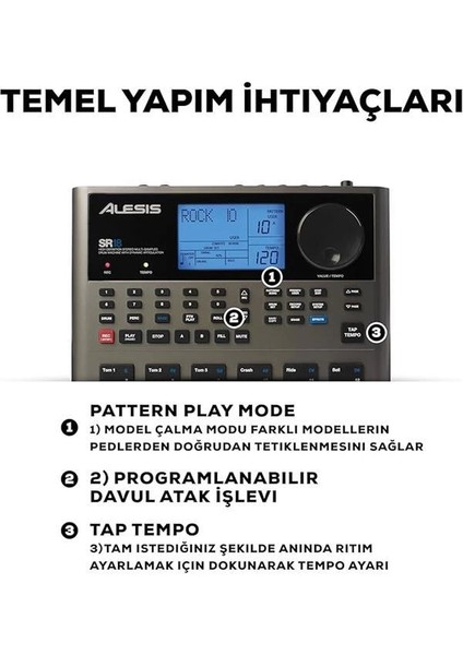 Sr-18, Stüdyo Kalitesinde Bağımsız Davul Makinesi, Yerleşik Ses Kütüphanesi, Performansa fırsatları