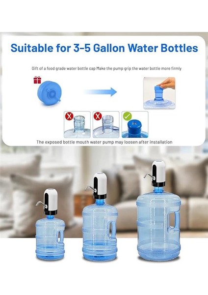 USB Şarjlı Otomatik Su Pompası | 5 Galon Damacana Uyumlu | Taşınabilir Elektrikli Su