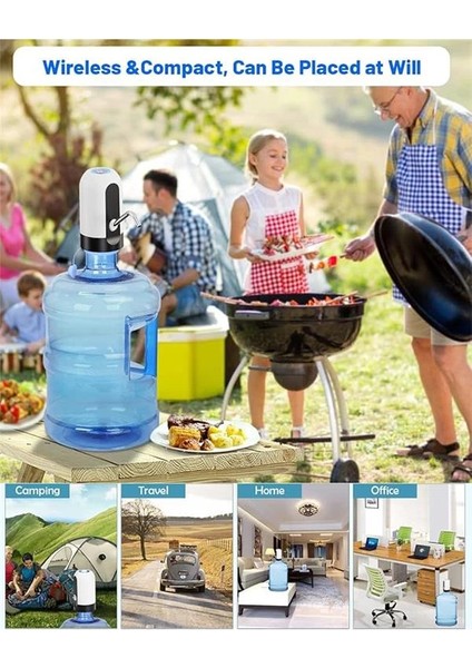 USB Şarjlı Otomatik Su Pompası | 5 Galon Damacana Uyumlu | Taşınabilir Elektrikli Su