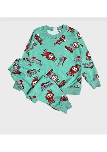 Erkek Çocuk Labubu Karakter Baskılı %100 Pamuk Mevsimlik Pijama Takımı
