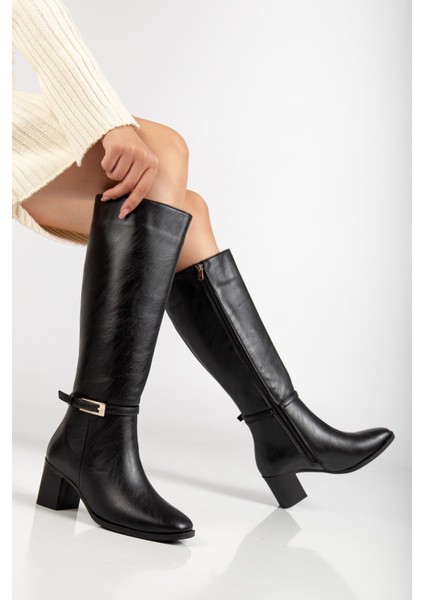 Suins Pietro Premium Kadın Siyah Çizme 6 cm Topuk Boyu Çizme fiyatları
