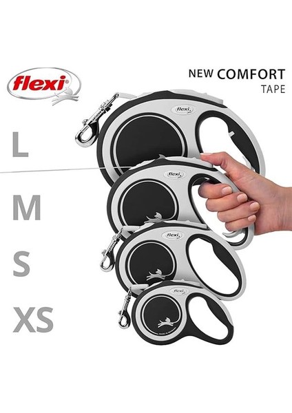 Flexi New Comfort M Beden Siyah 5mt Şerit Tasma