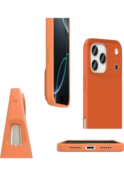 Caseworld Apple iPhone 17 Pro ile Uyumlu Kapak Içi Kadife Lüx Lansman Silikon Kılıf - Gri