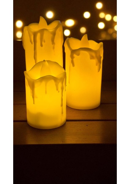3’lü Farklı Boylarda LED Mum Işık Dekoratif Elektronik Mum Seti fiyatları